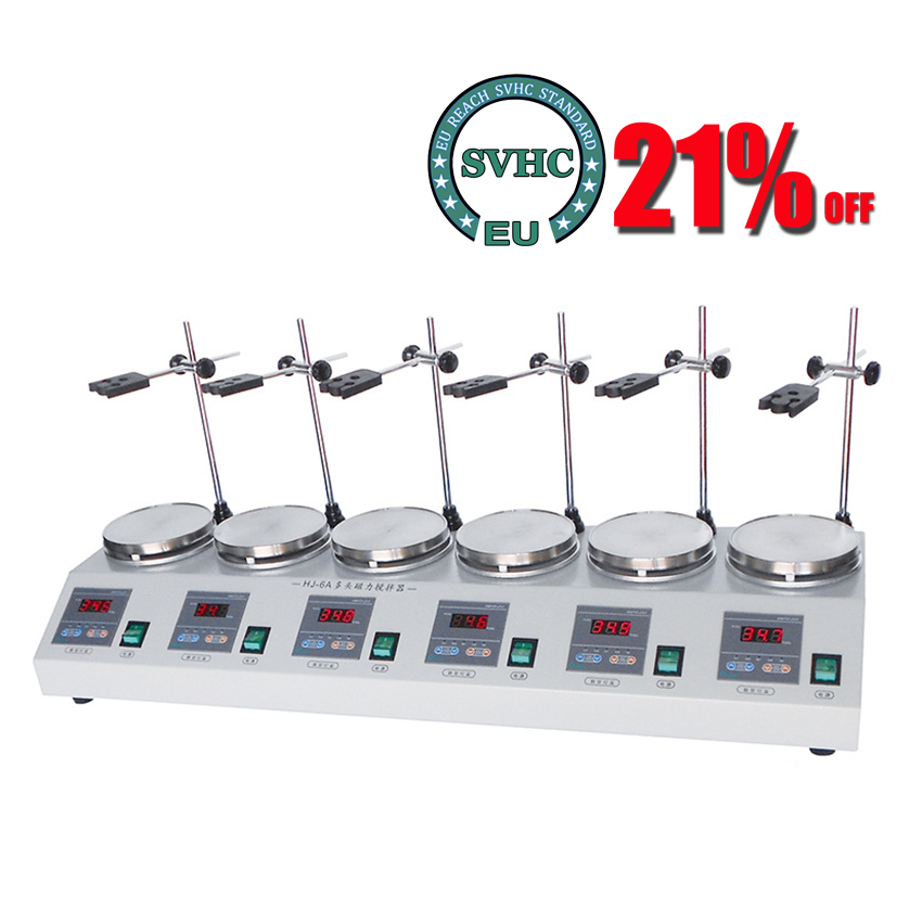 Lab Magnetic Stirrer Hot Plate - 6-head Magnetic Heating Stirrer Multi-unit Lab