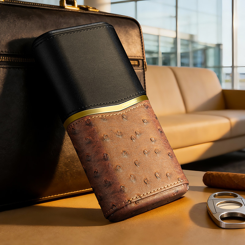Leather Cigar Case﻿ Cedar Wood - Packaging ulasan dan harga