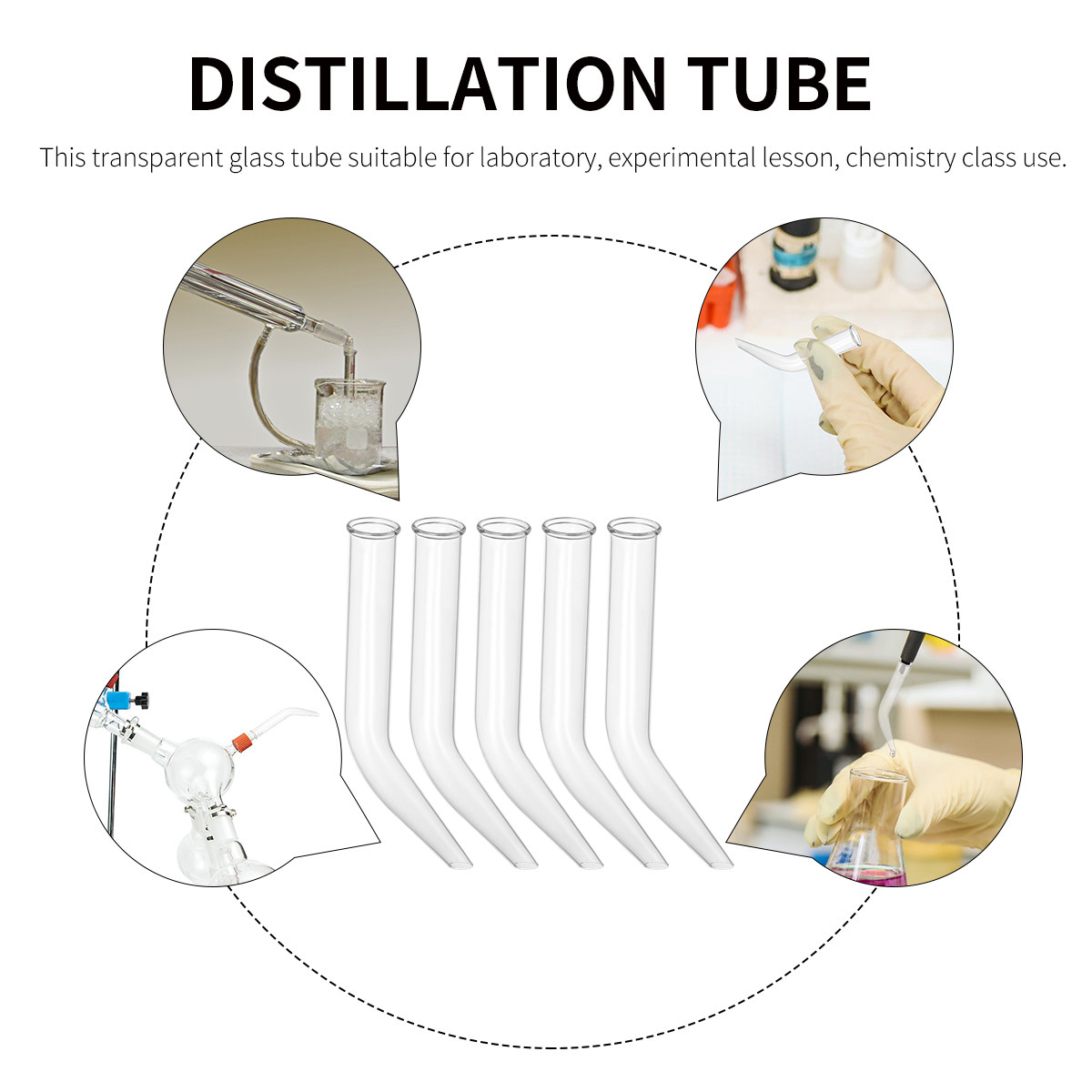 5Pcs Glass Distillation Tube T - Lab Equipment ulasan dan harga
