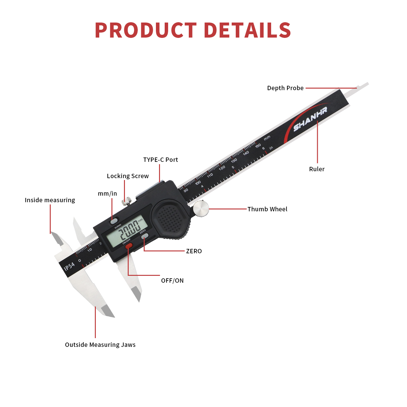 SHANHR IP54 Waterproof Digital - Digital Caliper 150Mm Stainless Steel ulasan dan harga