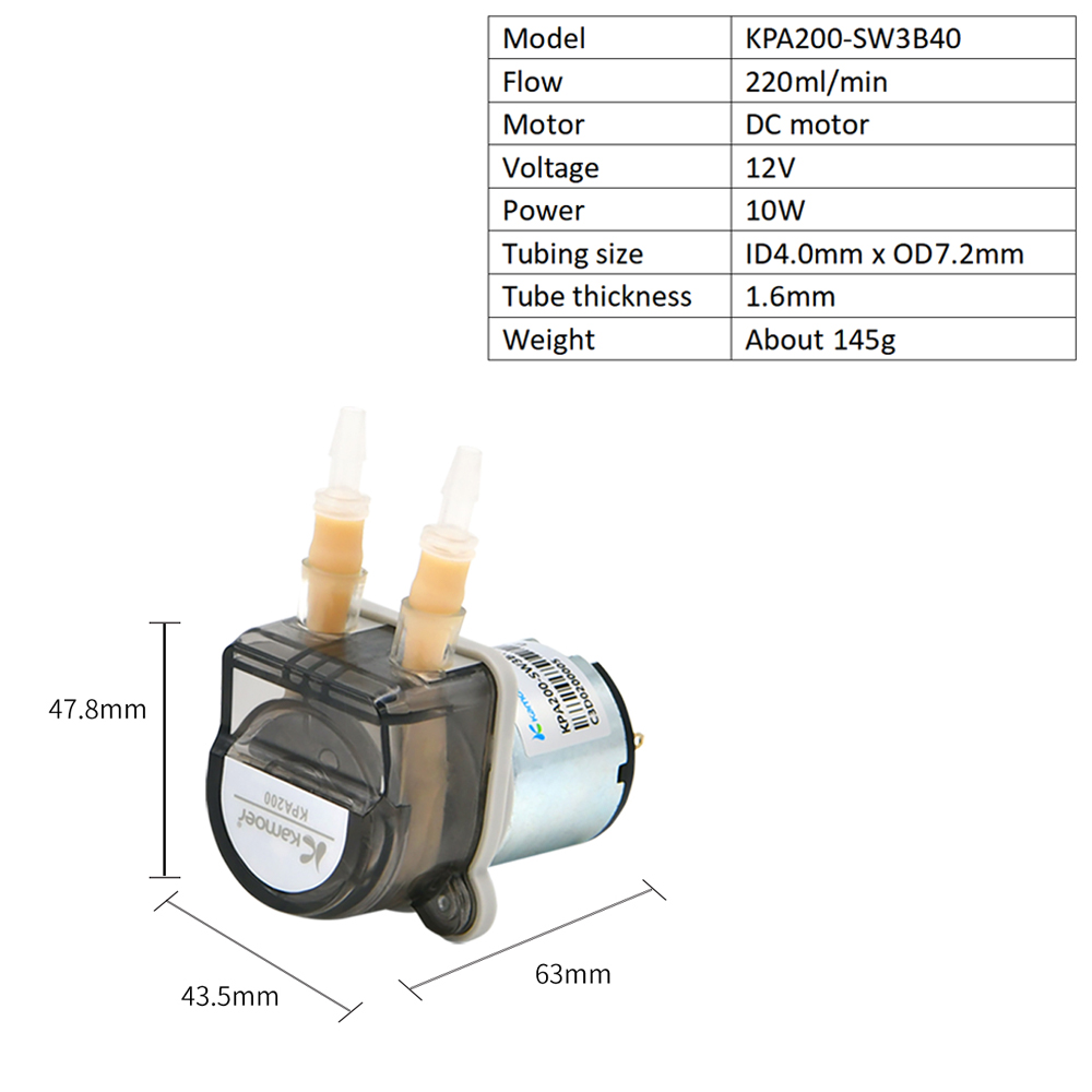 Kamoer 220ml/min KPA200 Low Fl - Mini Peristaltic Pump 12V ulasan dan harga