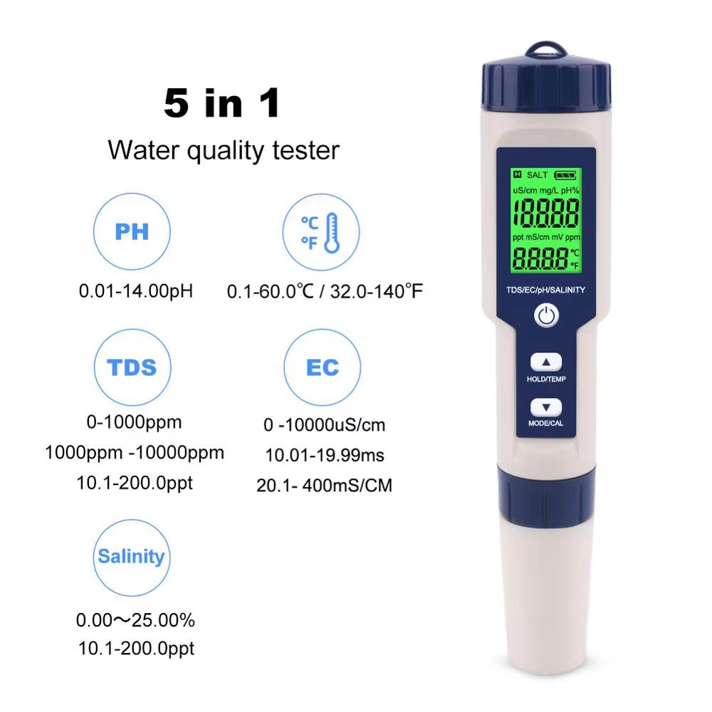5 In 1 Digital PH TDS EC Meter - Ph Meter Digital Water Tester ulasan dan harga