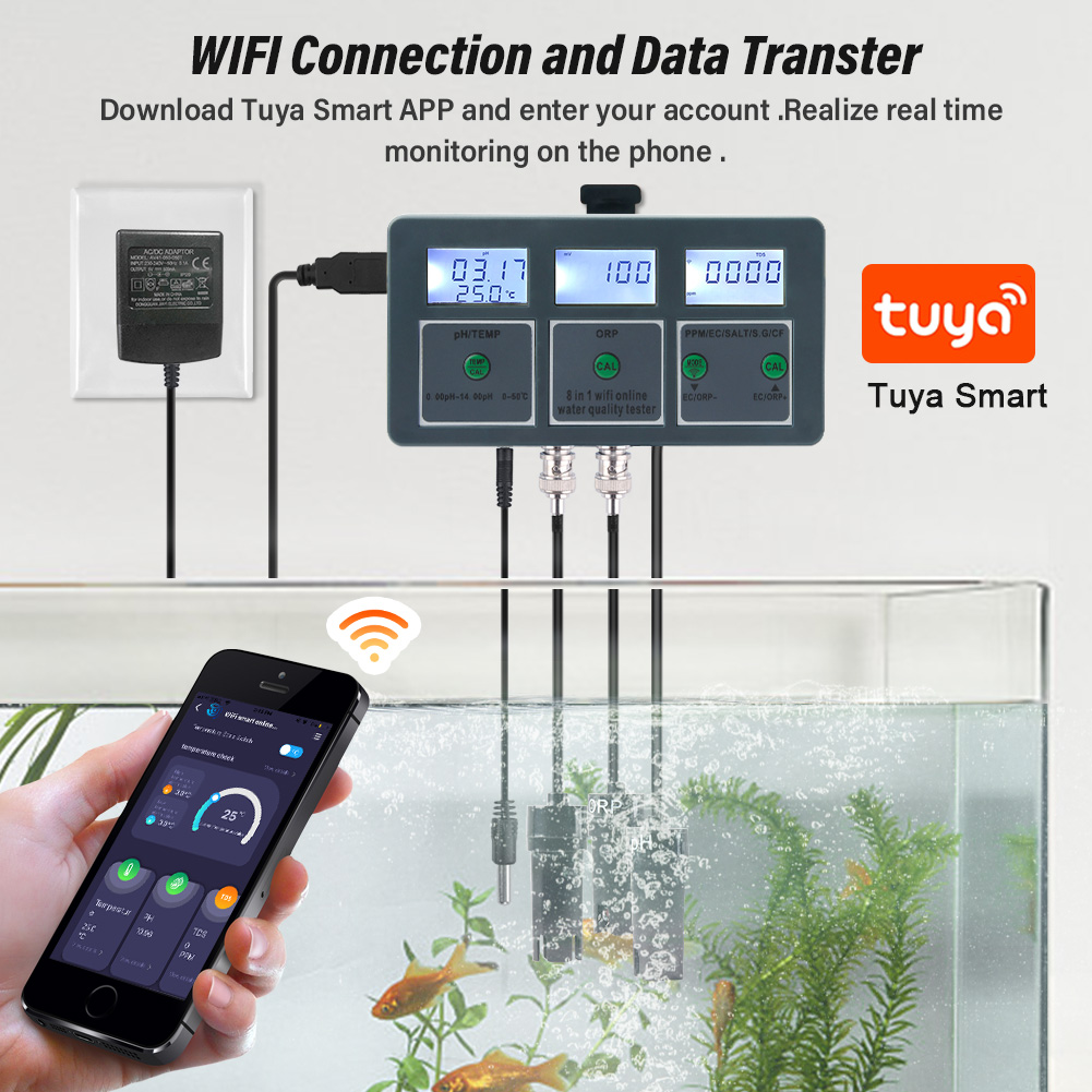 Yieryi WiFi Tuya Smart 8 In 1  - Ph Meter Digital Water Tester ulasan dan harga